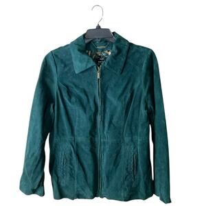 Dennis Basso Vintage Leather Jacket Womens L Full Zip Collared Casual Outdoorsy